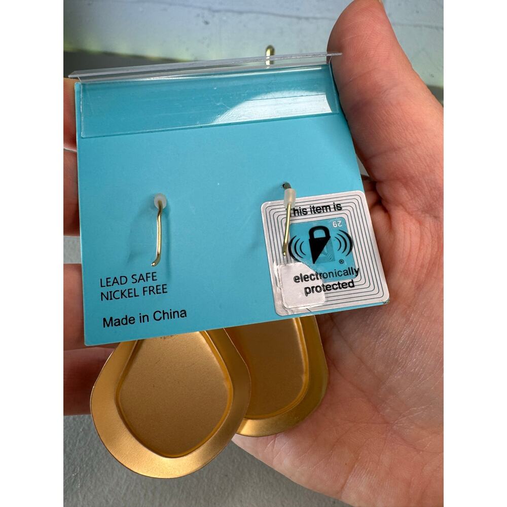 House of Harlow 1960 Amazonite Gold Tone Teardrop Dangle Earrings NWT - Picture 3 of 6